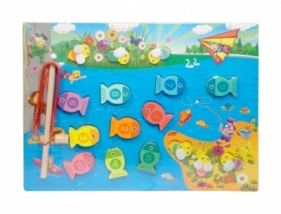 Zabawka drewniana gra rybki z wędką