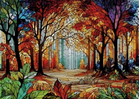 Puzzle 2000: Stained Glass 1 - Colorful Forest