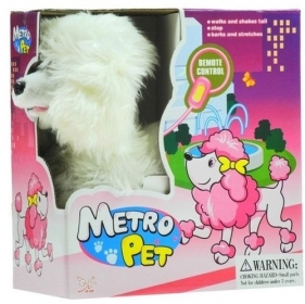 Interaktywny pies na smyczy Metro Pet biały - <br />