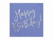 Serwetki Partydeco papierowe w kolorze granatowym z holograficznym napisem Happy Birthday
