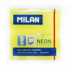 Karteczki milan neonowe 76x76 mm żółte 10 sztuk