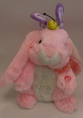 Króliczek maskotka pluszowa śpiewająca 25 cm różowy