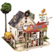 Puzzle 3D Drewniana stacja paliw