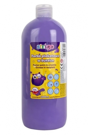 Farba plakatowa STRIGO w butelce, 1000 ml fioletowy