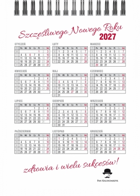Kalendarz 2027 A5 biurkowy tygodniowy Mini, 1 szt