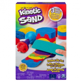 Kinetic Sand: Piasek kinetyczny - Zestaw tęczowych narzędzi + piasek 386g (6053691)