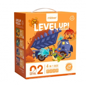 LEVEL UP! Zestaw dziecięcych puzzli dla średnio zaawansowanych - Maszyny 4w1