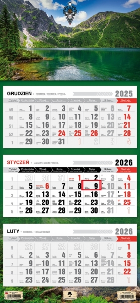 Kalendarz trójdzielny z płaską główką 2026, 1 szt.