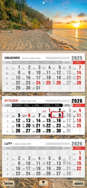 Kalendarz trójdzielny z płaską główką 2026, 1 szt.