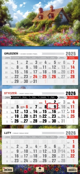 Kalendarz trójdzielny z płaską główką 2026, 1 szt.