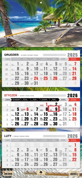 Kalendarz trójdzielny z płaską główką 2026, 1 szt.
