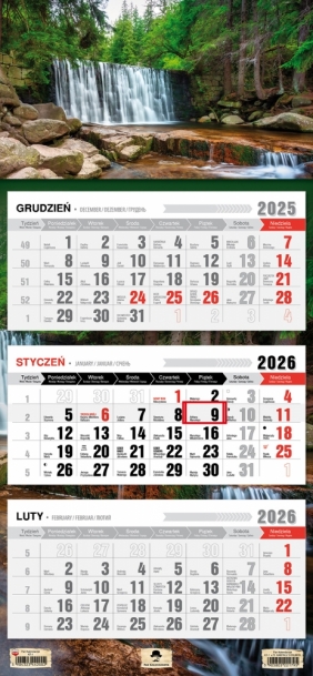 Kalendarz trójdzielny z płaską główką 2026, 1 szt.