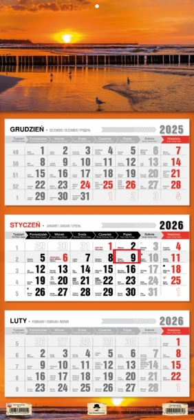 Kalendarz trójdzielny z płaską główką 2026, 1 szt.