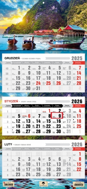Kalendarz trójdzielny z płaską główką 2026, 1 szt.