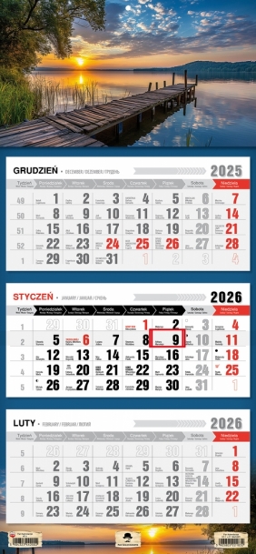 Kalendarz trójdzielny z płaską główką 2026, 1 szt.