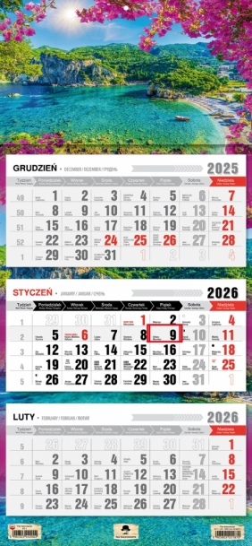 Kalendarz trójdzielny z płaską główką 2026, 1 szt.