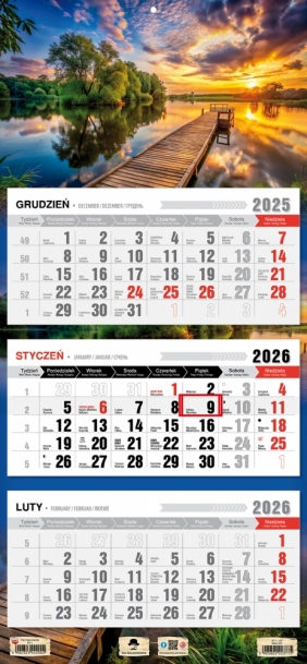 Kalendarz trójdzielny z płaską główką 2026, 1 szt.