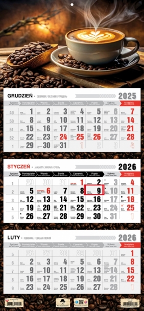 Kalendarz trójdzielny z płaską główką 2026, 1 szt.
