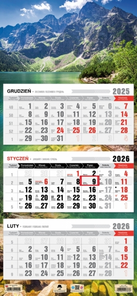Kalendarz trójdzielny z płaską główką 2026, 1 szt.