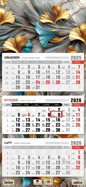 Kalendarz trójdzielny z płaską główką 2026, 1 szt.