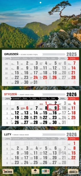 Kalendarz trójdzielny z płaską główką 2026, 1 szt.
