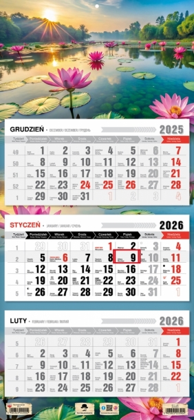 Kalendarz trójdzielny z płaską główką 2026, 1 szt.