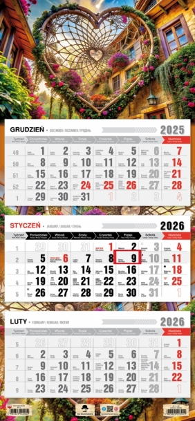 Kalendarz trójdzielny z płaską główką 2026, 1 szt.