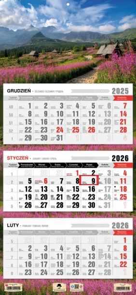 Kalendarz trójdzielny z płaską główką 2026, 1 szt.