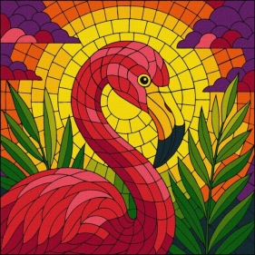 Malowanie po numerach - Witraż. Flaming 30x30cm