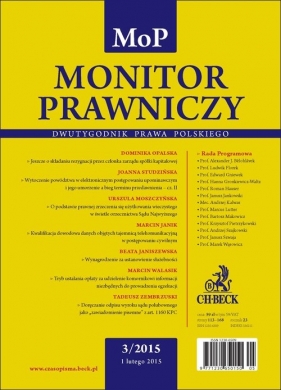 Monitor Prawniczy Nr 3/2015