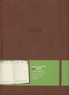Kalendarz 2019 A4 tygodniowy Lux jasnobrązowy
