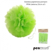 Ozdoba papierowa pompon zielona 25cm 3szt