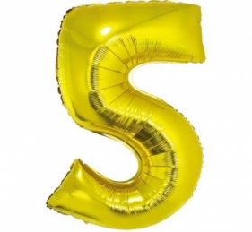 Balon foliowy cyfra "5" złota, 85cm