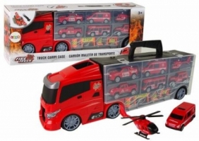 Laweta ciężarówka straż pożarna + autka