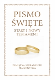 Pismo Święte Stary i Nowy Testament B5 - oprawa beżowa z białą obwolutą - Pamiątka Sakramentu Małżeństwa - Praca zbiorowa