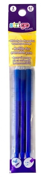 Wkłady do długopisów wymazyw. 0,7mm 3szt STRIGO
