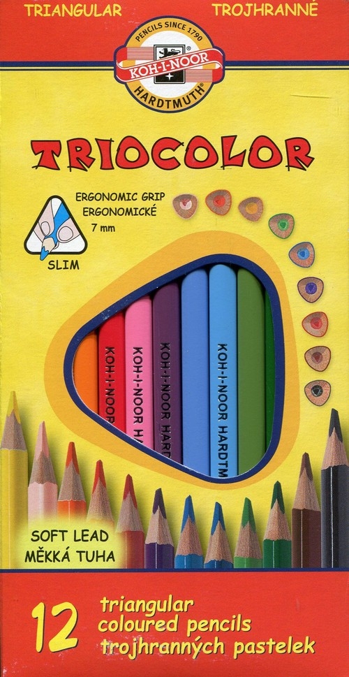 Kredki ołówkowe trójboczne 7mm 12 kolorów