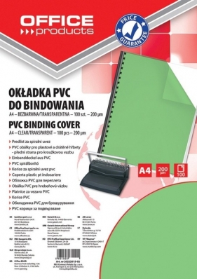 Okładki do bindowania OFFICE PRODUCTS A4 100 sztuk zielone transparentne