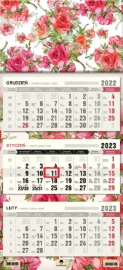 Kalendarz ścienny Trójdzielny Roses Vintage