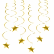 Wirujące serpentyny - gwiazdy złote 6szt