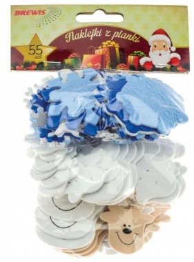 Naklejki z pianki - Renifery, bałwany, śnieżynki, 55szt