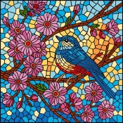 Malowanie po numerach - Witraż. Sikorka 30x30cm