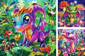 Ravensburger, Puzzle 3x49: Smocze maluchy (12004301)
