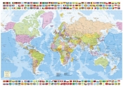 Puzzle 1500 Mapa polityczna Świata z flagami (16301)