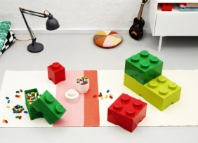 Lego, okrągły pojemnik klocek Brick 1 - Czerwony (40301730)