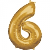 Balon foliowy cyfra 6 złota 60x86cm
