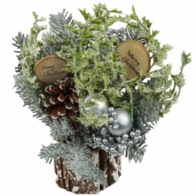 Stroik świąteczny w drewnianej doniczce, 35 cm