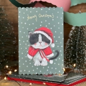 Karnet Święta Świąteczny kotek