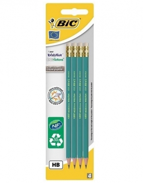 Ołówek BIC Evolution Eco z gumką, 4 szt