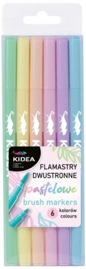 Pastelowe flamastry dwustronne 6szt.